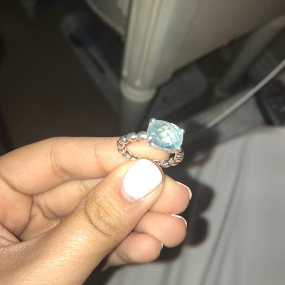 Blue Rhinestone Pandora Ring